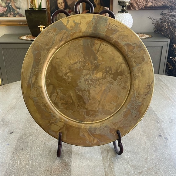 Martha Sturdy Spun brass Patina table charger or tray brass art decor designer - Picture 6 of 9